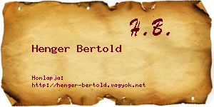 Henger Bertold névjegykártya